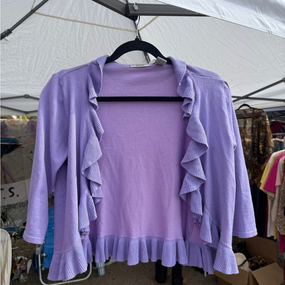 Verve vintage Lilac Ruffled Cardigan